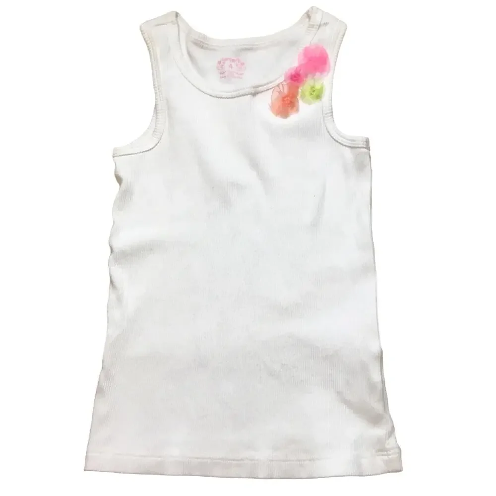 Girls 4T 3 Piece Carter's Outfit White Floral Tank Denim Skirt Navy Shorts